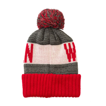 winter knitted beanie hat accept OEM logo with embroidery low MOQ
